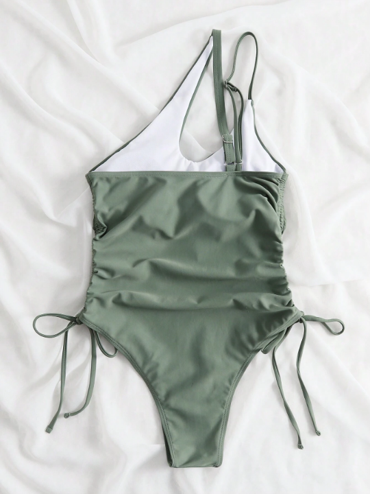 One-Piece Swimsuit Without Steel Ring With Drawstring Side