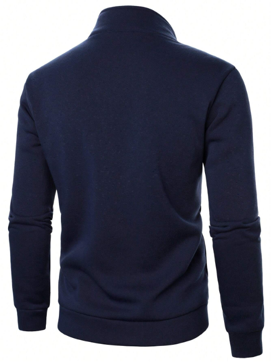 Manfinity Men's Half Zipper Placket Sweatshirt With Flap Pocket