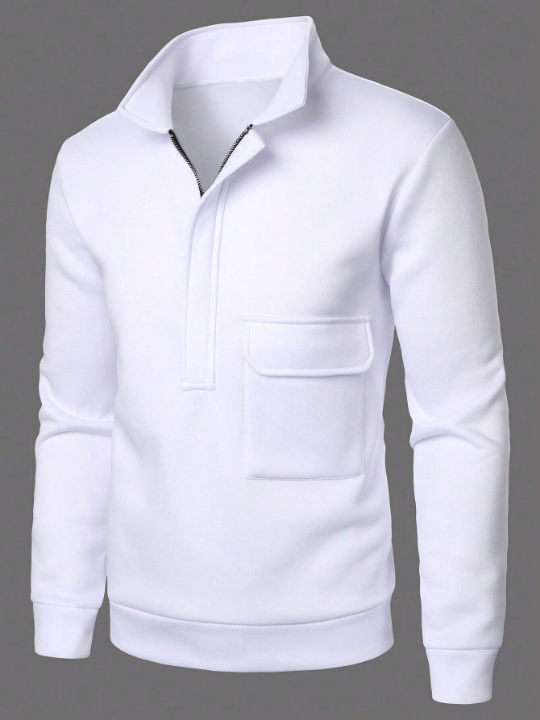 Manfinity Men's Half Zip Closure Long Sleeve Sweatshirt