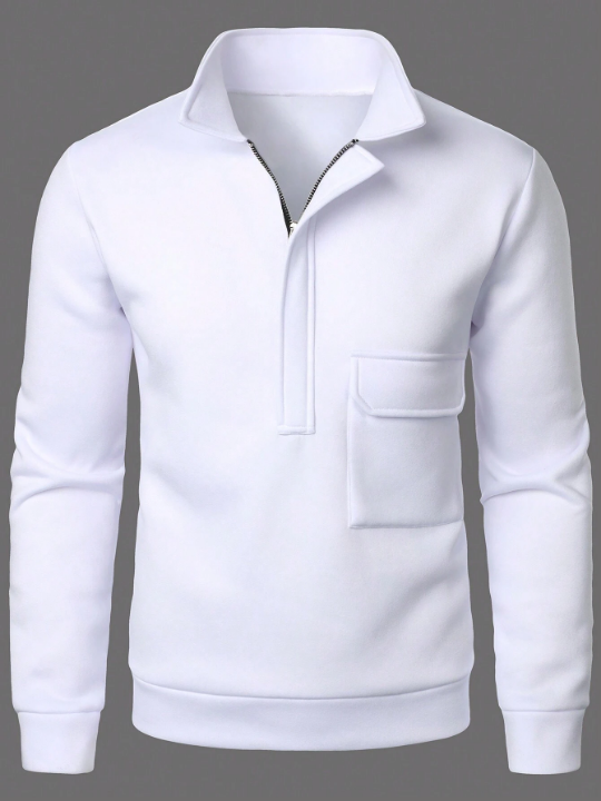 Manfinity Men's Half Zip Closure Long Sleeve Sweatshirt