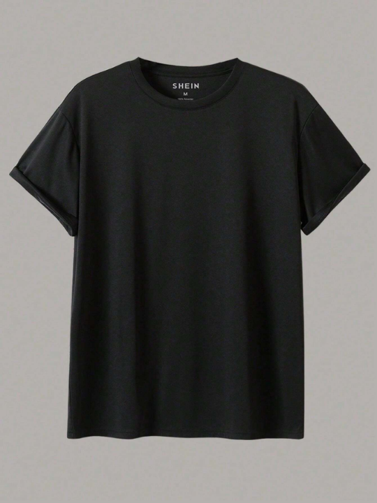 Men's Solid Color Round Neck Casual T-Shirt