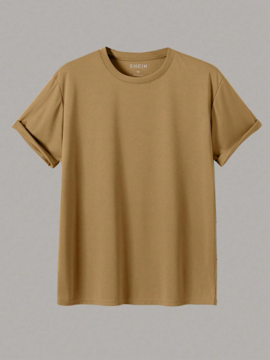 Men's Solid Color Round Neck Casual T-Shirt