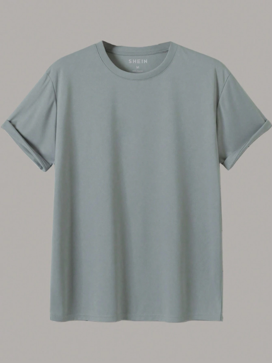 Men's Solid Color Round Neck Casual T-Shirt