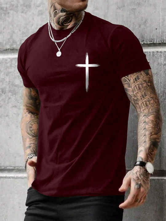 Manfinity LEGND Men's Cross Print Short Sleeve T-Shirt