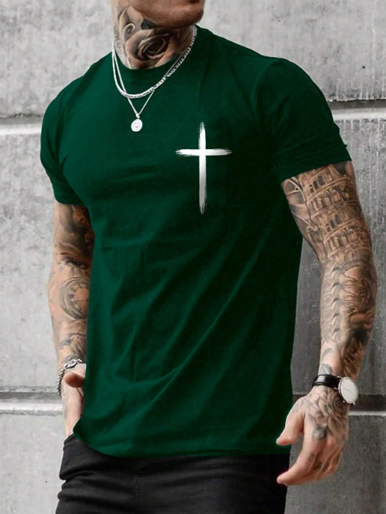 Manfinity LEGND Men's Cross Print Short-Sleeved T-Shirt