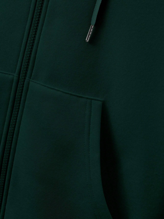 Cottnline Men's Solid Color Zipper Front Drawstring Hooded Sweatshirt