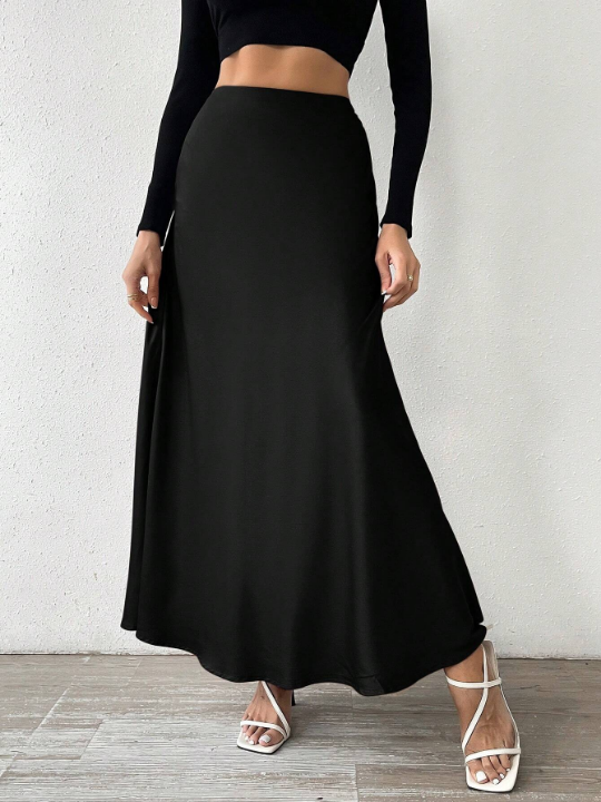 Priv Women's Solid Color Long Skirt