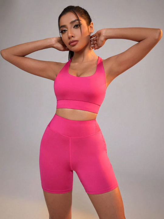 Yoga Basic Women's Cross Back Sports Set