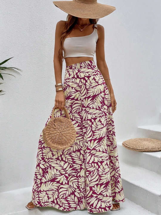 VCAY Botanical Print Wide Leg Pants