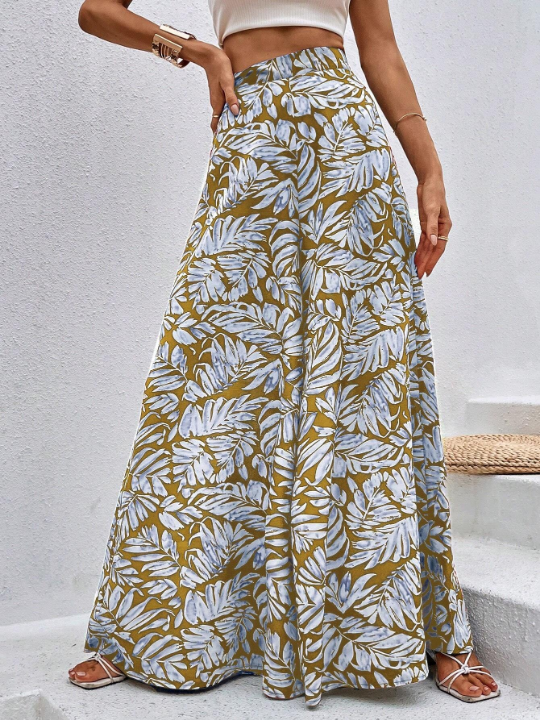 VCAY Botanical Print Wide Leg Pants