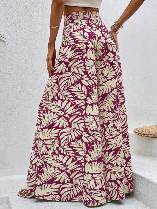 VCAY Botanical Print Wide Leg Pants