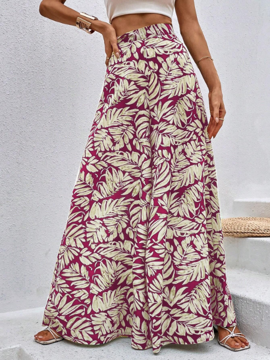 VCAY Botanical Print Wide Leg Pants