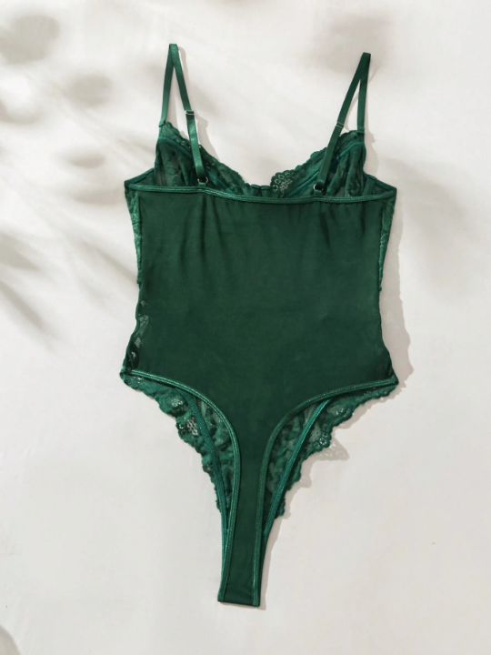 Classic Sexy Women's Sexy Lace & Mesh Splice Cami Bodysuit