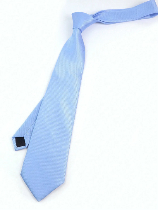 1pc 8cm Men's Solid Color Blue Classic Casual Necktie