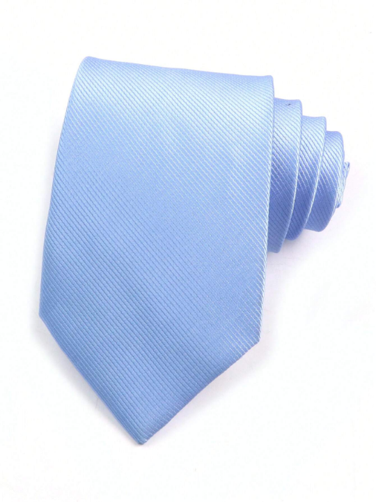 1pc 8cm Men's Solid Color Blue Classic Casual Necktie