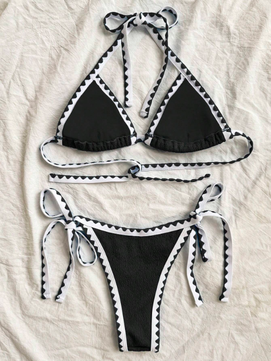 2024 New Style Bikini Set With Halter Neck Strap Sexy Women Swimsuit