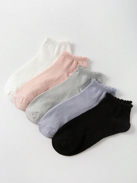 20pairs/pack Women's Short Socks, Solid/pattern/lace Edge, Anti-odor, Sweat-absorbent, Casual & Cute & Trendy Ankle Socks For Daily Life, Random Styles