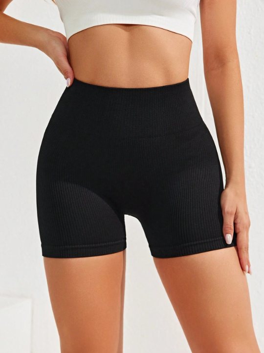 Yoga Basic Seamless Sports Shorts Black Biker Shorts