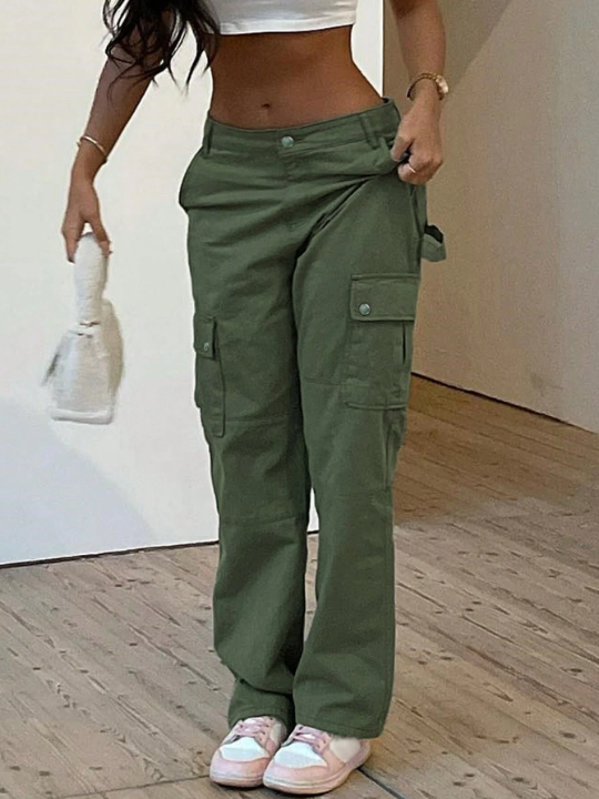 Ladies' Solid Color Cargo Pants