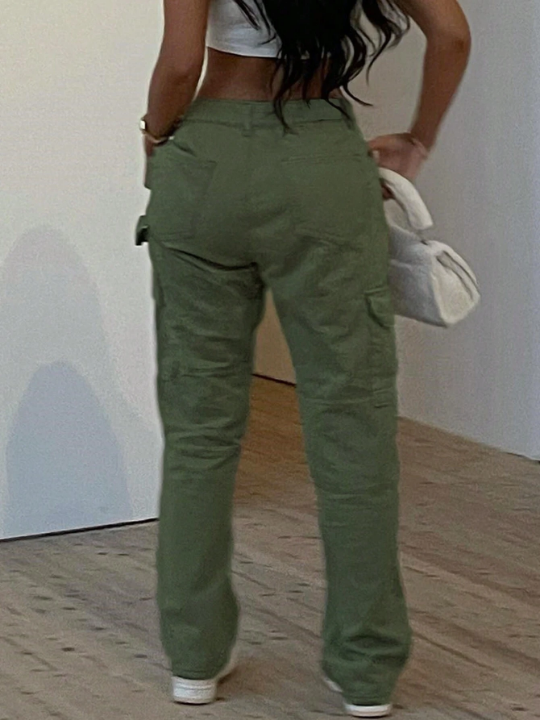 Ladies' Solid Color Cargo Pants