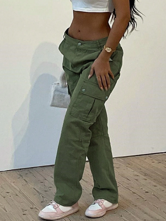 Ladies' Solid Color Cargo Pants