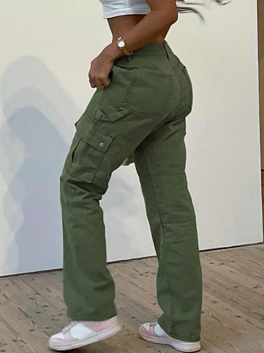 Ladies' Solid Color Cargo Pants