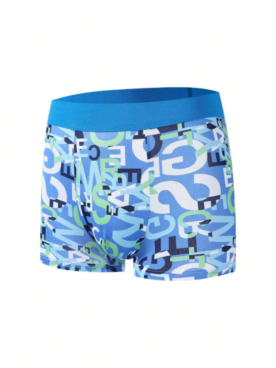 Men's Full Print Letter Pattern Boxer Briefs