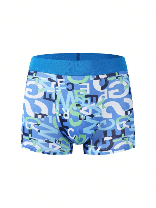 Men's Full Print Letter Pattern Boxer Briefs