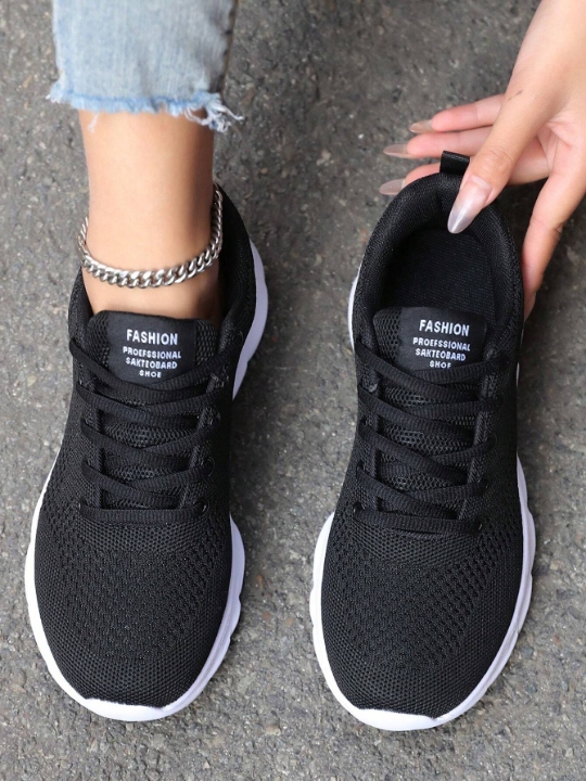 Spring/Autumn Fashionable Casual Anti-Skid Lightweight Breathable Women's Running Shoes, Black