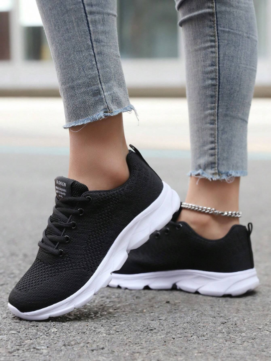 Spring/Autumn Fashionable Casual Anti-Skid Lightweight Breathable Women's Running Shoes, Black