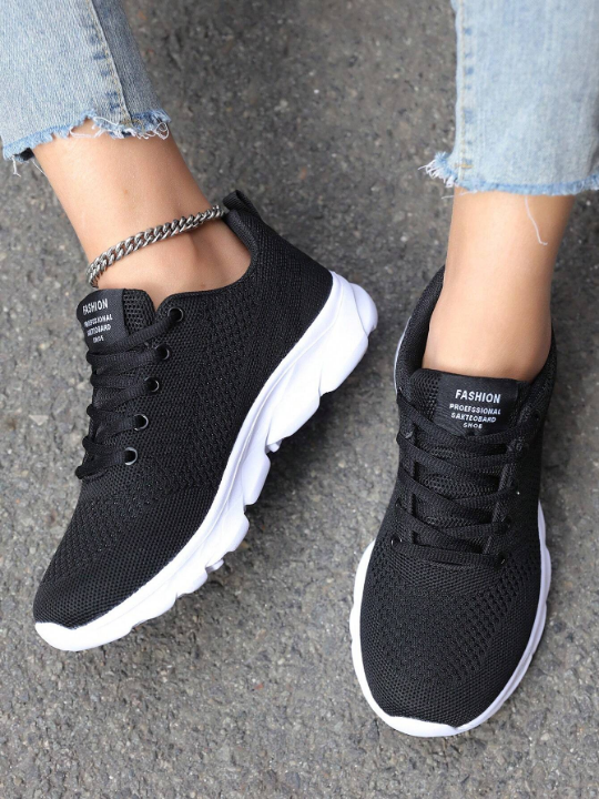 Spring/Autumn Fashionable Casual Anti-Skid Lightweight Breathable Women's Running Shoes, Black