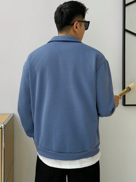 DAZY Men's Oversized Drop Shoulder Sleeve Sweatshirt With Text Pattern