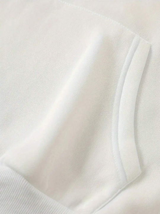 Manfinity Hypemode Loose Fit Men's Hooded Sweatshirt With Letter Print, Zipper Closure And Fleece Lining