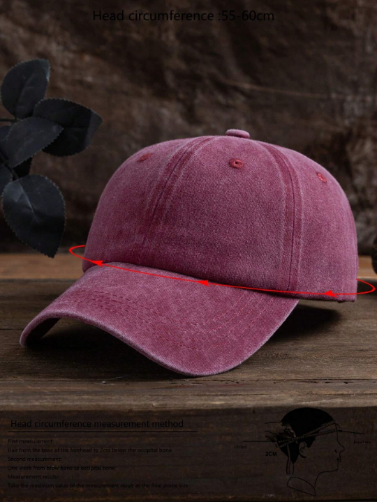 1pc Unisex Solid Color Outdoor Casual Adjustable Washed Baseball Cap