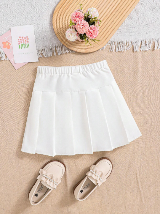 Tween Girl's Woven Casual Pleated Skirt