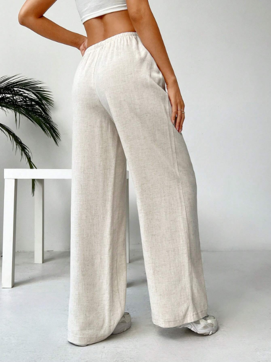 EZwear Women's Linen Low Rise Pants