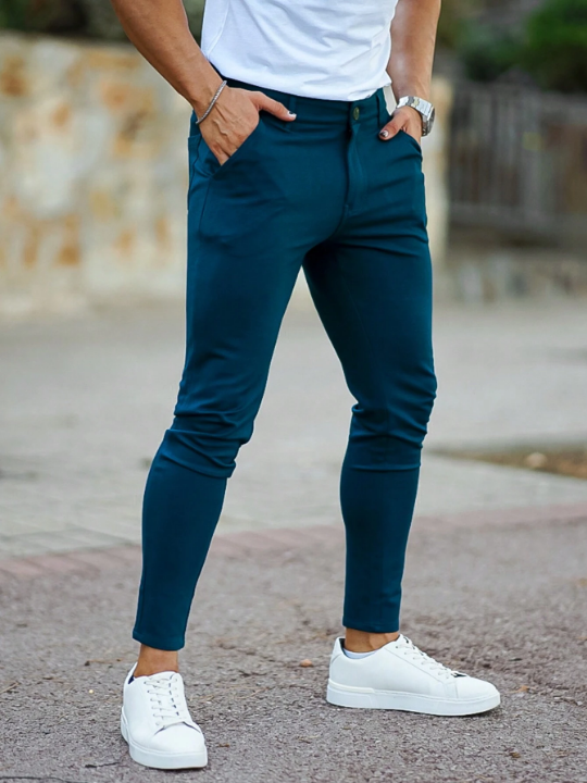 Men Solid Slant Pocket Pants