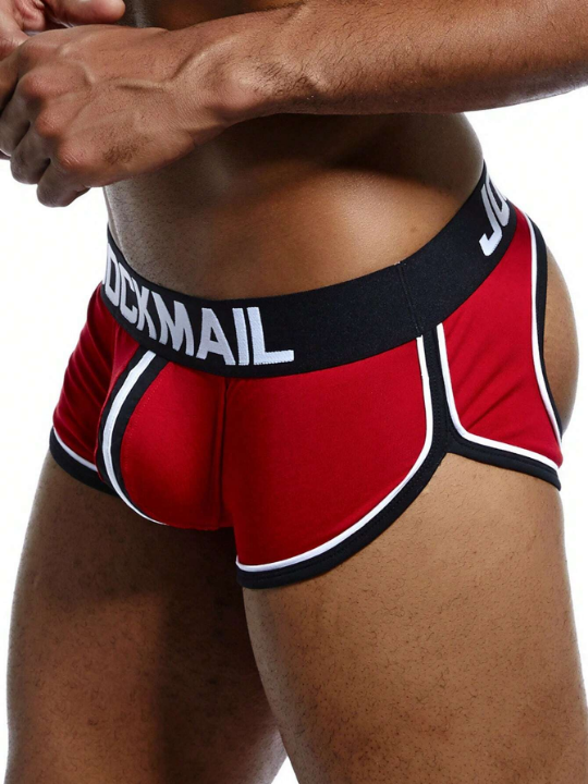 Jockmail 1pc Men's Sexy & Comfortable Sports Fitness Boxer Brief With Open Butt Design