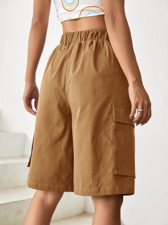 EZwear Elastic Waist Cargo Woven Shorts