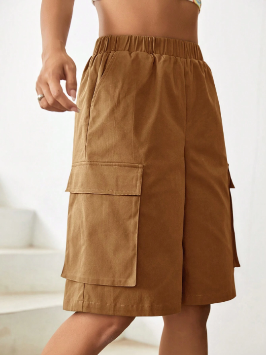 EZwear Elastic Waist Cargo Woven Shorts