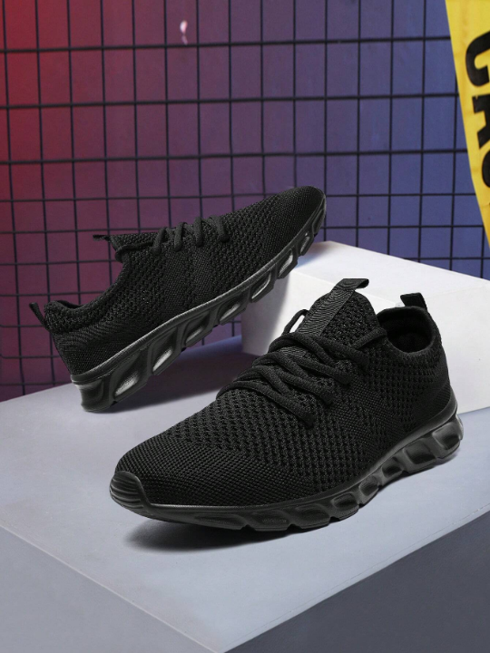 Men's Lace Up Flat Shoes Mesh Breathable Sports Shoes Training Tennis Shoes Walking Sneakers Breathable Casual Shoes Fashion Shoes For Men Black