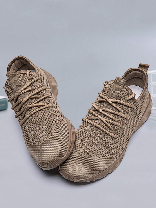 Men's Lace Up Flat Shoes Mesh Breathable Sports Shoes Training Tennis Shoes Walking Sneakers Breathable Casual Shoes Fashion Shoes For Men Brown