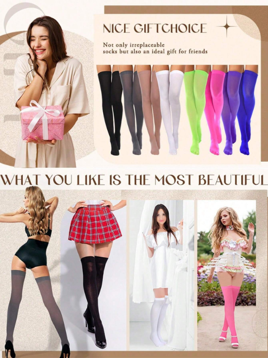 1pc Women's Knee-High Or Thigh-High Warm Socks For Cosplay, Sports, Or Over-Knee Look