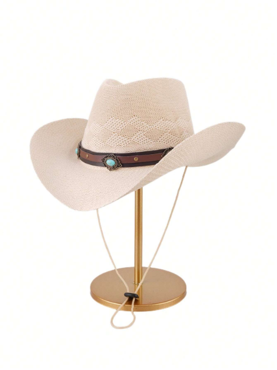 1pc Denim Sun Hat Knitting Breathable Cowboy Hat Wide Brim Sun Block Cap For Men And Women, Outdoor Activities