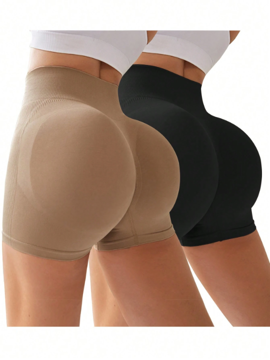 Yoga Basic Wide Waistband Yoga Sports Shorts