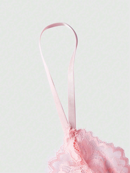 ROMWE Goth Women's Eyelash Lace Hollow Out Bodysuit Sexy Lingerie