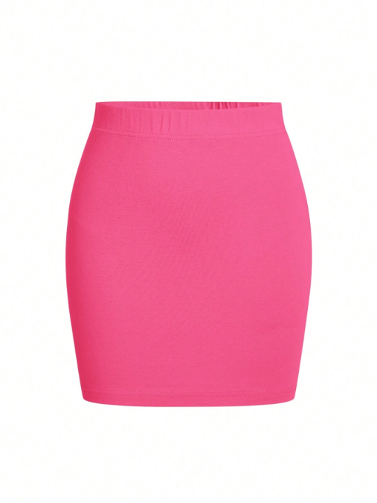 BASICS Women's Solid Color Elastic Waist Skirt