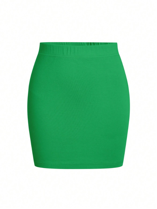 BASICS Women's Elastic Waist Solid Color Skirt