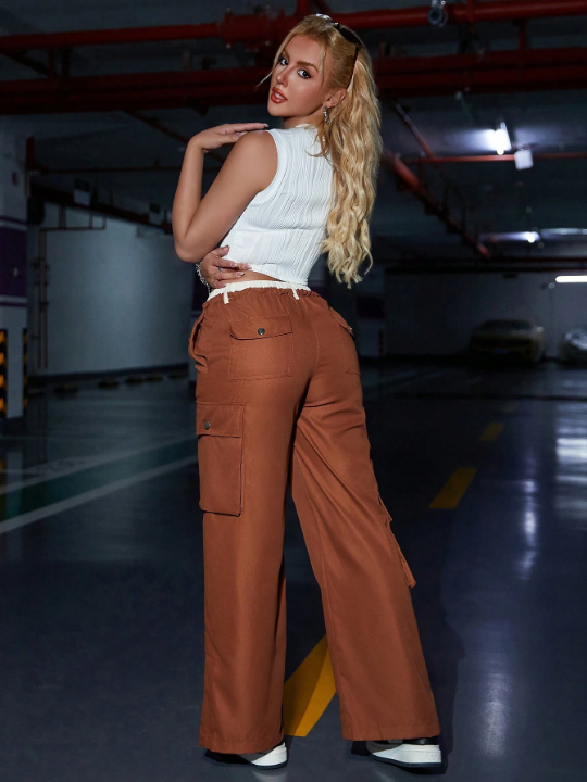 Street Double Waisted Flap Pocket Cargo Pants