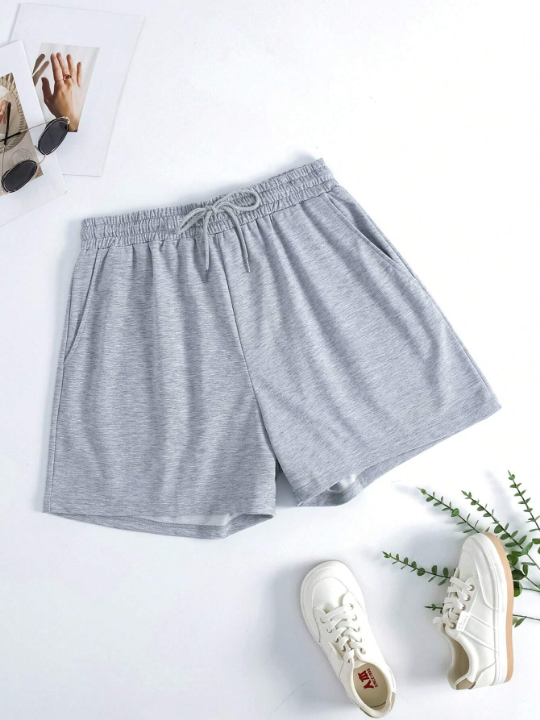 Women's Solid Color Drawstring Shorts